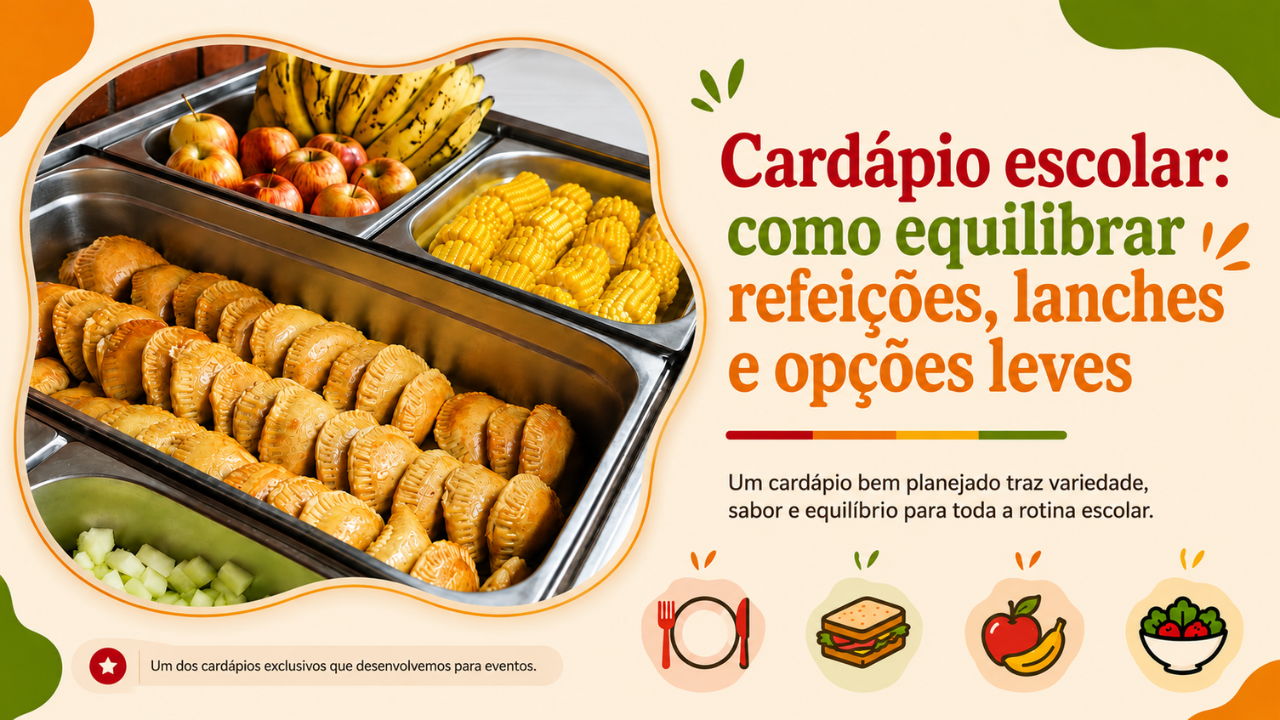 Cardápio escolar: refeições, lanches e opções leves